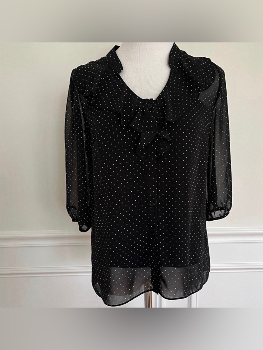 Le Château Black Polka Dot Blouse w/ Cami – Size S